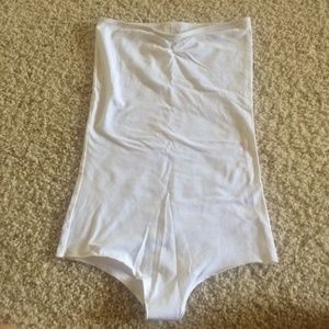White Strapless American Apparel Bodysuit