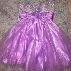 strapless purple dress