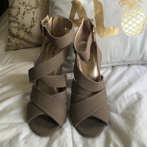 Taupe Block Heels