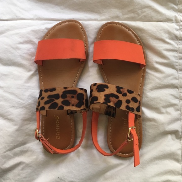 Orange Cheetah Strapped Sandals