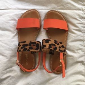 Orange Cheetah Strapped Sandals