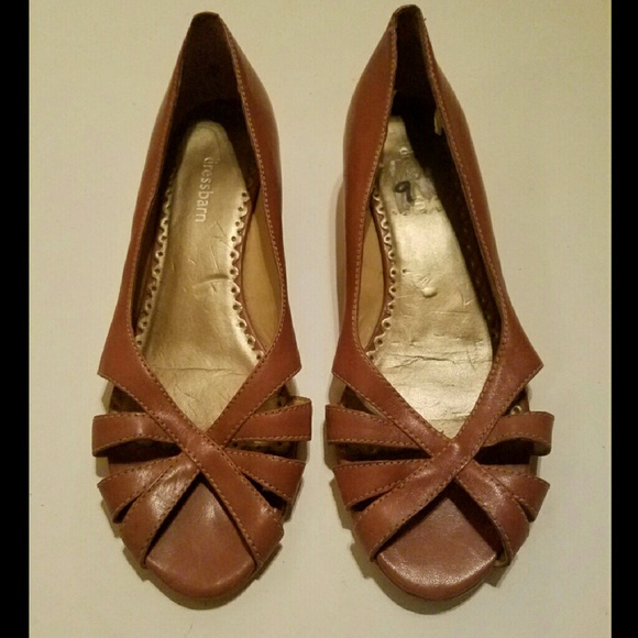 Brown Leather wedge sandals