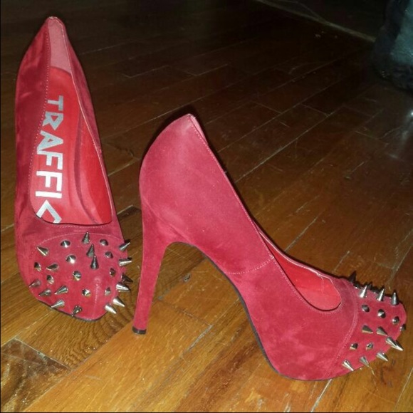 Red Spiked Heels