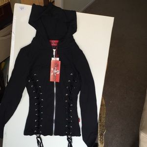 Royal Bones black zipper hoodie