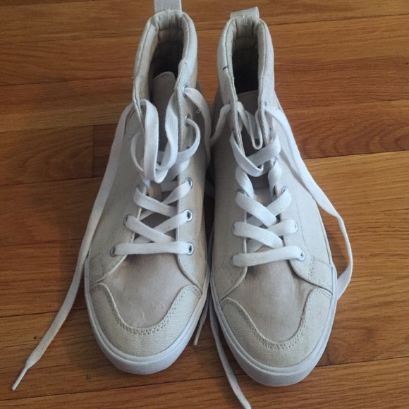 Cream high top sneakers