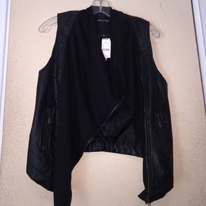 Black faux leather vest