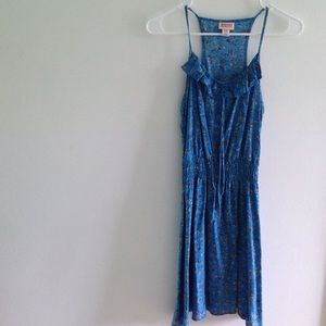 Blue flowered spaghetti strap sun dress