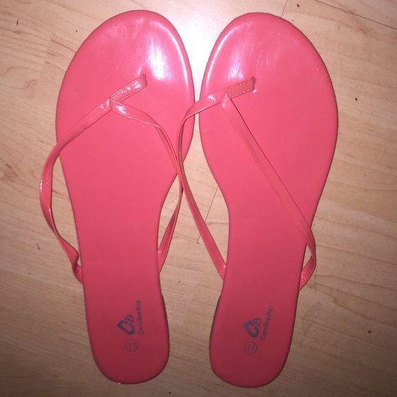Neon coral sandals