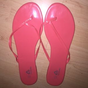 Neon coral sandals
