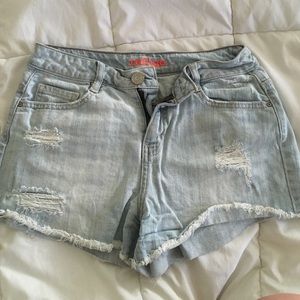 Light wash high waisted ripped Jean shorts