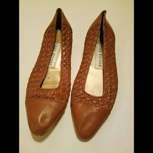 Vintage Evan Picone Leather Basket weave Flats