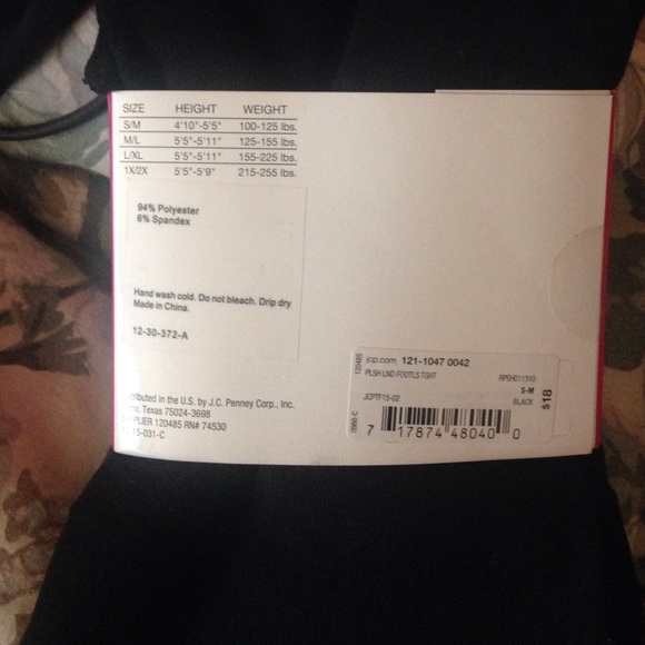 fleece lined footless tights - Picture 2 of 2