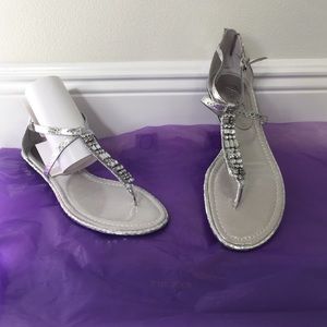 Silver flat sandals