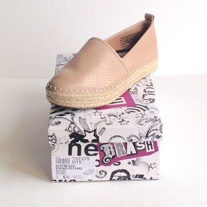Beige perforated vegan leather espadrille slipper