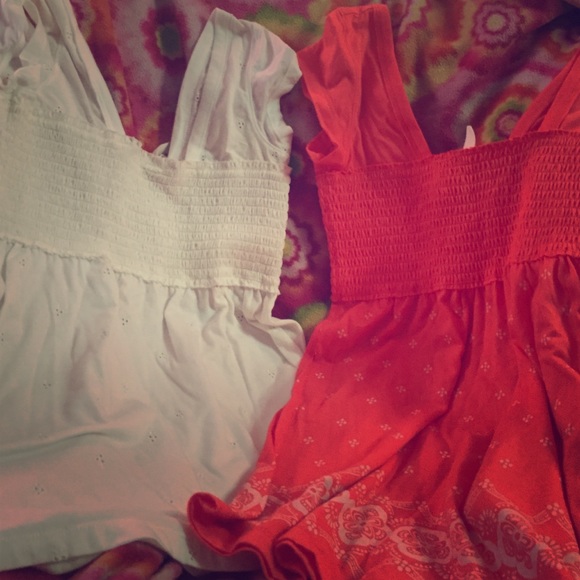 Aeropostale Tops - Pink and White Loose Tanks