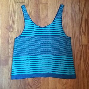 Turquoise and Navy Striped American Eagle Tank Top