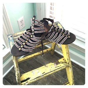 Boho Beaded Tie Up Gladiator Sandals