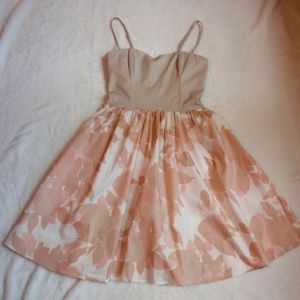 Tan and Pink Floral Summer Dress