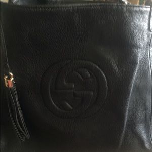 Black leather bag