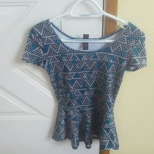 Blue and Grey Blouse