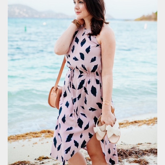 Loft Leaf Print Midi Dress