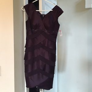 FINAL PRICE! Tea length eggplant embellished dress