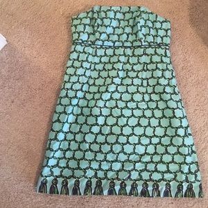 Strapless light blue & green Lilly Pulitzer dress