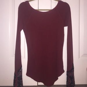 Free people maroon long sleeve top