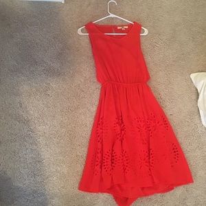 Orange/coral spring dress with cutout back