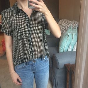 Forever 21 black polka dot shirt