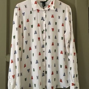 H&M moth print button up shirt