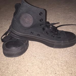 All black high top converse - size 8w/6m