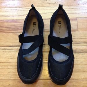 White Mountain  Black Mesh Euro Athletic Mary Jane