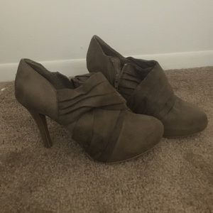 Grey swede heel booties