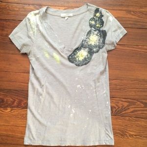 J crew paint splatter floral tshirt with beading.