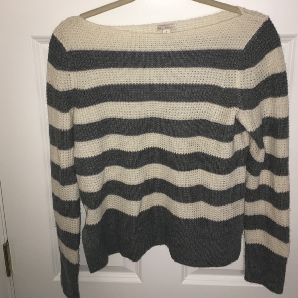 Grey and White Striped Sweater