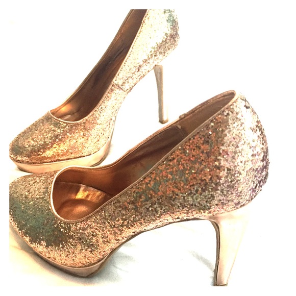 Rampage Gold Glitter Heels