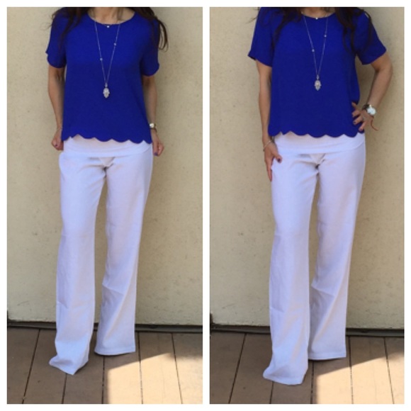 Royal blue scallop hem top - Picture 3 of 4