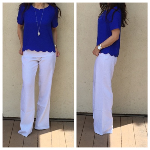 Royal blue scallop hem top - Picture 4 of 4