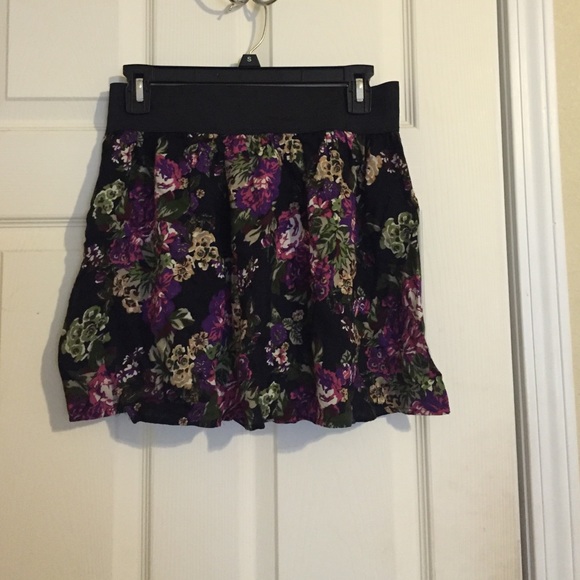 Black floral skirt