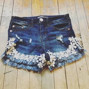 Lace Detailed Denim Shorts