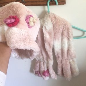 Fuzzy scarf and hat duo