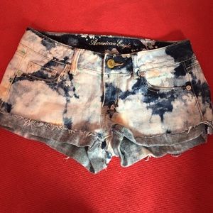 Acid wash denim shorts