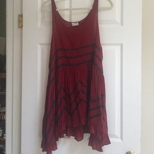 Free people dark red trapeze dress