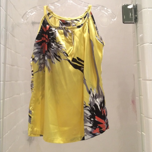 Yellow flower silk tank top
