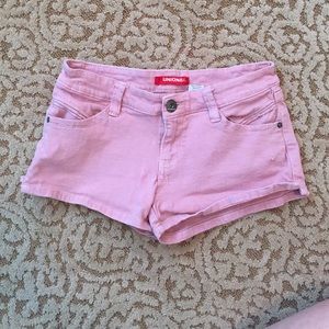 Pink denim shorts