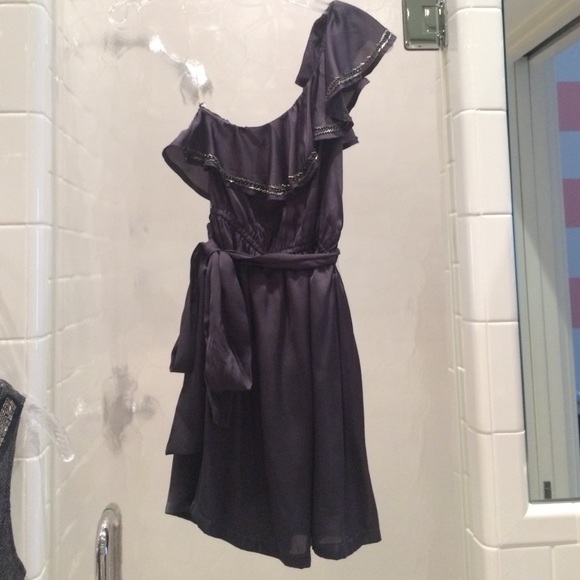 Blue grey silk dress