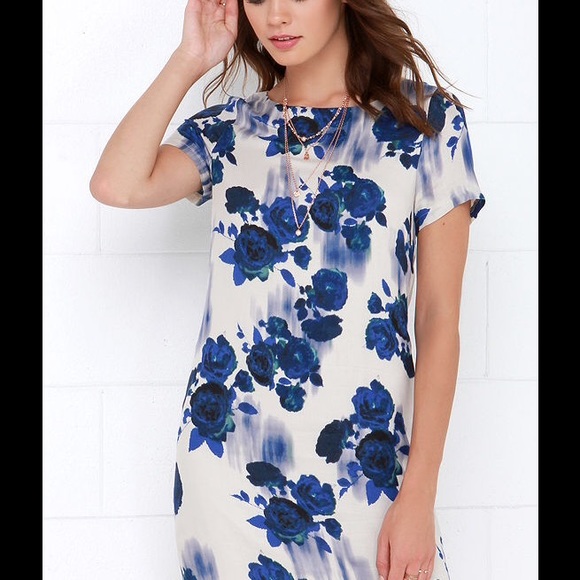 Lulus Dresses & Skirts - White Crow Blue Floral Print Shift Dress