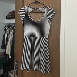 American eagle navy and white stripped dress