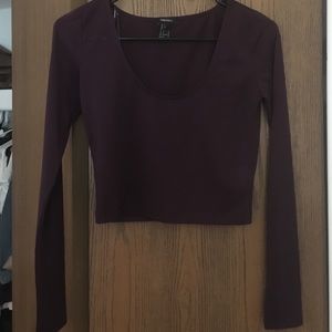 Purple long sleeve crop top